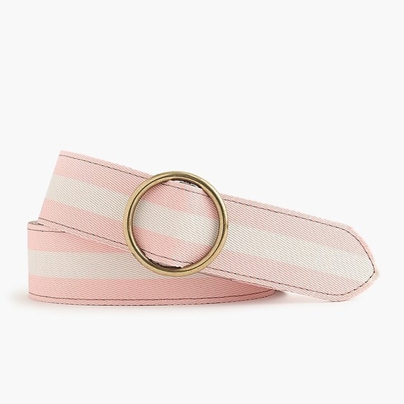 J. Crew Accessories - JCrew Reversible leather canvas belt pink stripe